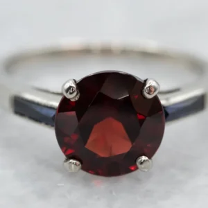 White Verguld Pyrope Garnet and Synthetic Sapphire Ring