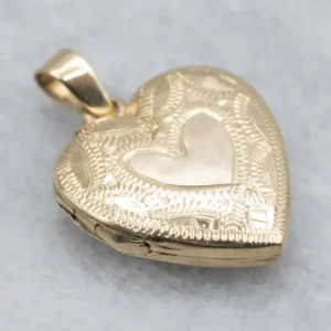 Engraved Gold Heart-Shaped Oud Locket