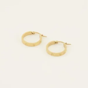 Ingegraveerd Hearts Hoop Earrings – Stainless Steel