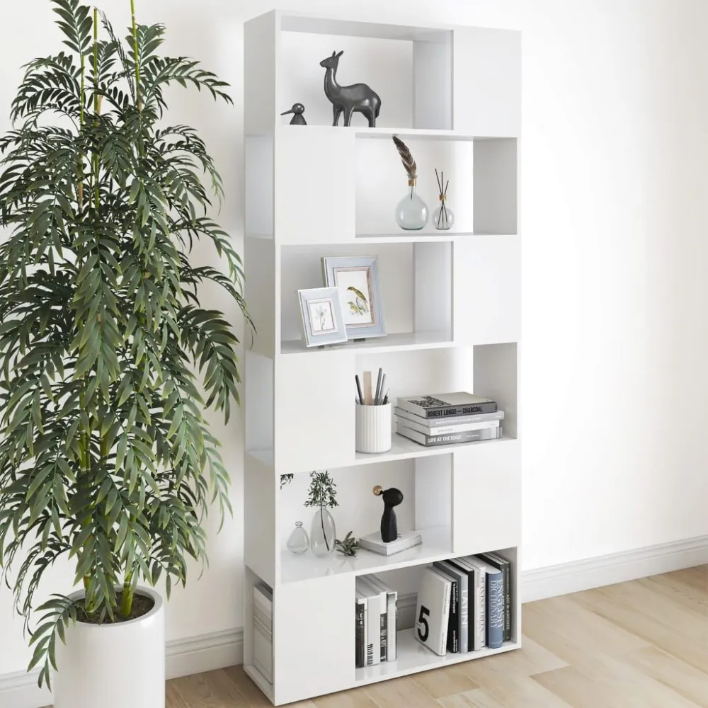 Boekenkast/kamerscherm 80x24x186 cm bewerkt hout wit