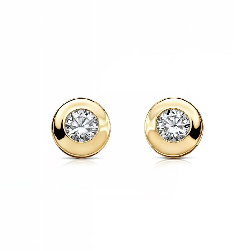 18ct Yellow Gold Gallery Cubic Zirconia 4 mm Earrings shine