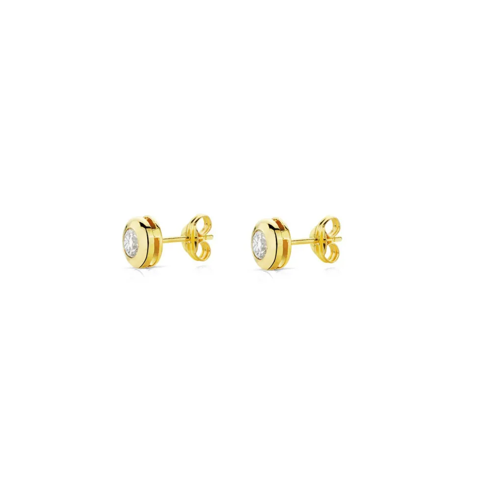 18ct Yellow Verguld Gallery Cubic Zirconia 4 mm Earrings shine