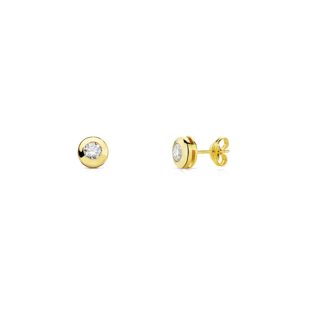 18ct Yellow Verguld Gallery Cubic Zirconia 4 mm Earrings shine