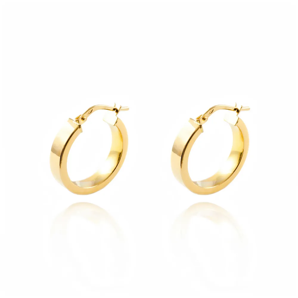 18ct Yellow Verguld Rectangular Hoops Earrings shine 18x4 mm met torx kop