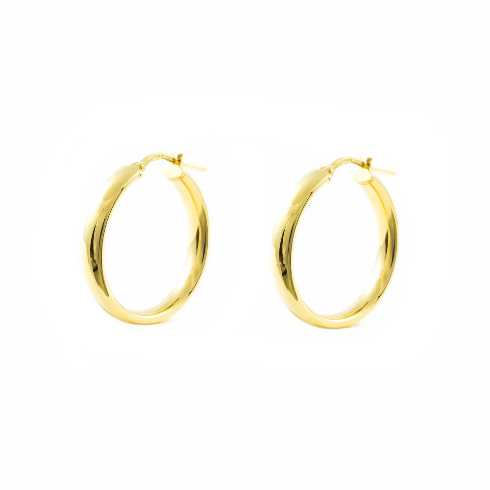 925 Sterling Zilver gold-plated Hoops shine earrings 19x4 mm