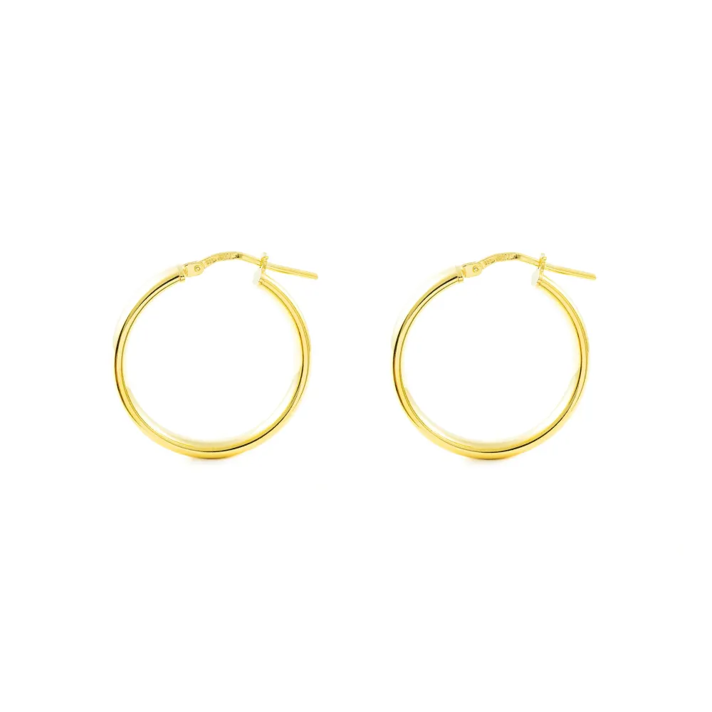 925 Sterling Zilver gold-plated Hoops shine earrings 19x4 mm