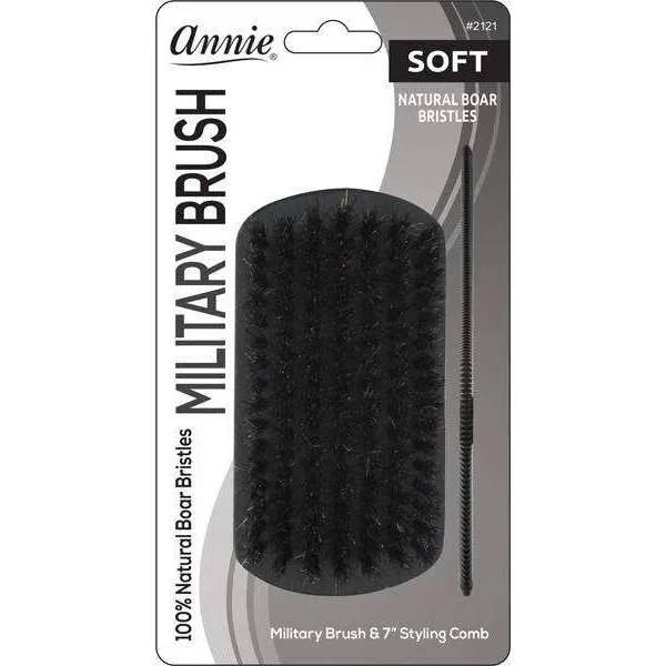 Annie Soft Wood Military Boar Bristle Brush Comb 4.8
