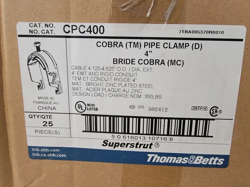 4" Cobra Pipe Clamp CPC400 (Box 25)