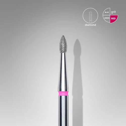 Diamond nail drill bit, “Bud”, 1.8*4.0 mm, Rood, STALEKS
