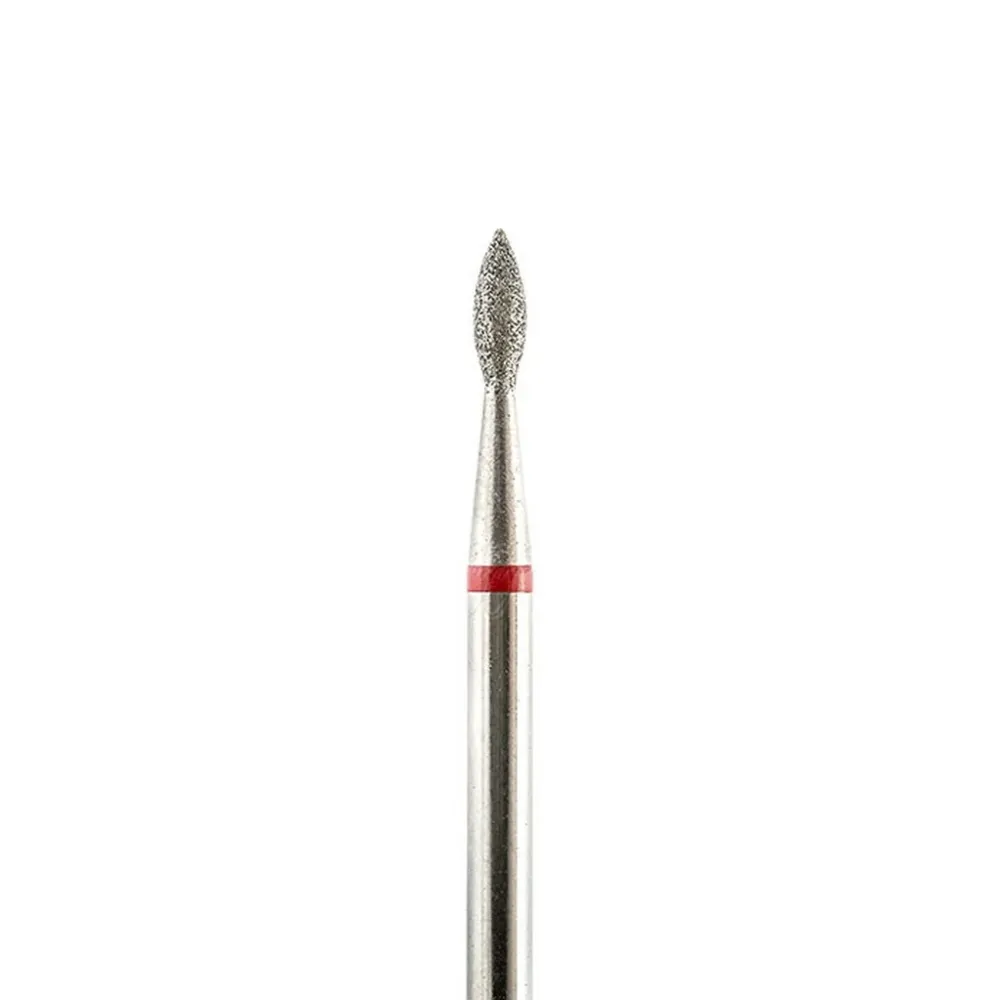 Diamond nail drill bit, “Bud” Pointed, 1.8*4.0 mm, Rood met conische ring