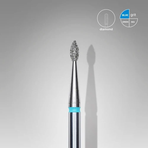 Diamond nail drill bit, “Bud” Pointed, 1.6*4.0 mm, Zeeblauw, STALEKS