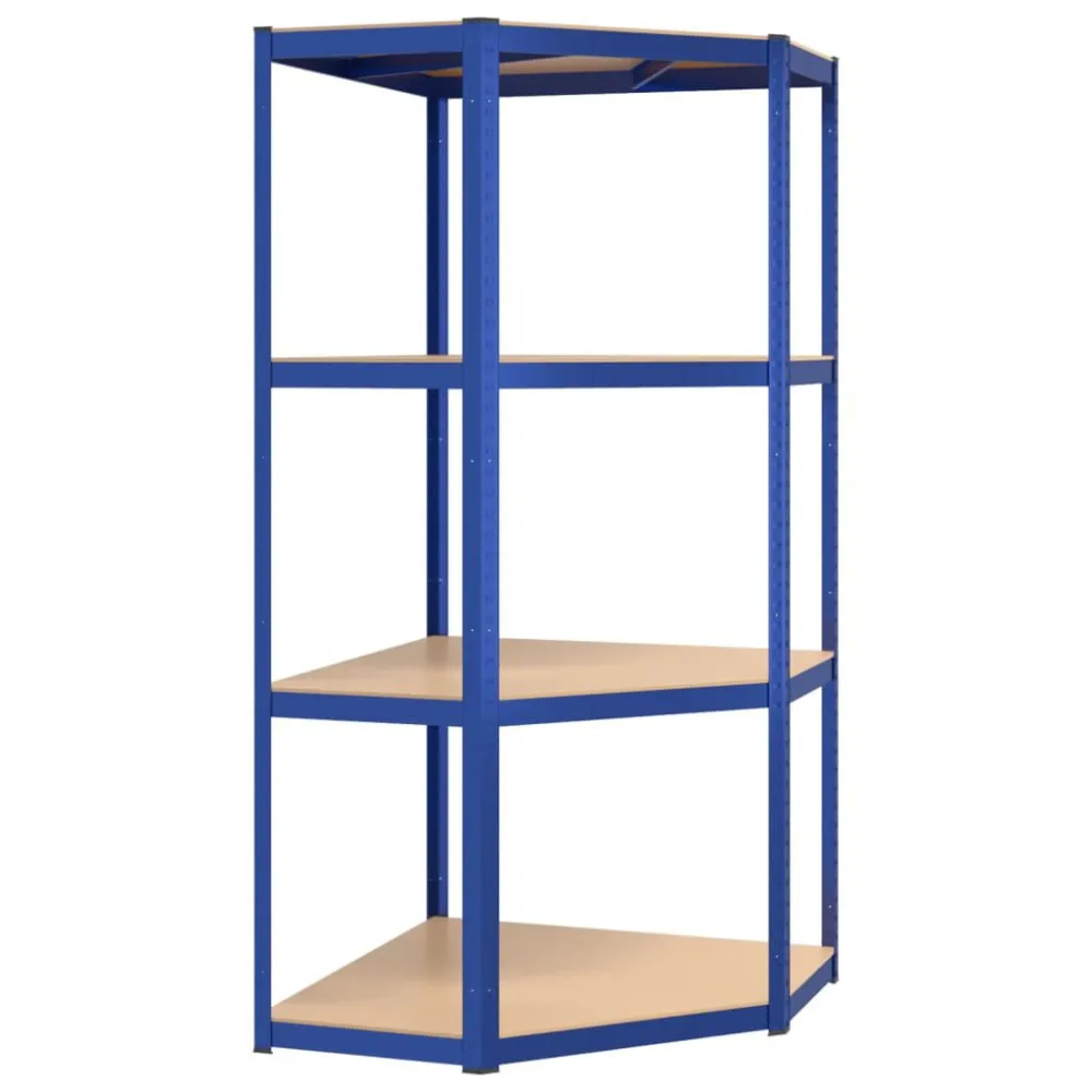 Draadeind Hoekrek 4-laags staal en bewerkt hout blauw