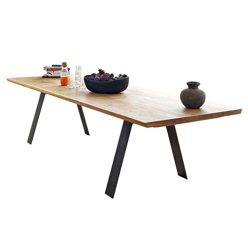 Draadeind Metal Industrial Rectangle Dining Table Uni Wood Top Table 4 Legs 47