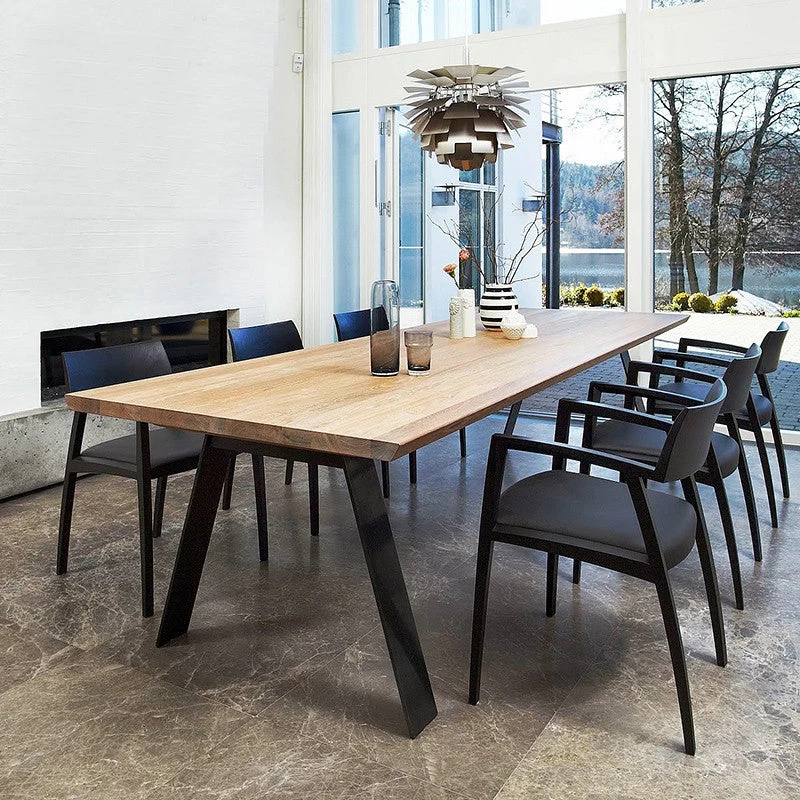 Draadeind Metal Industrial Rectangle Dining Table Uni Wood Top Table 4 Legs 47