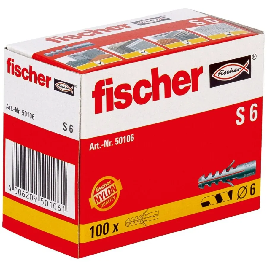 fischer pluggen - S4 - 4x20 mm - 200 st met T-slot