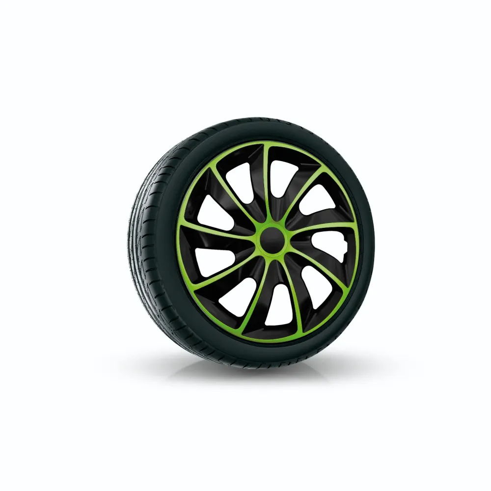Gegalvaniseerd DIN 933 NRM Quad Bicolour - Wieldoppen 14" - Set van 4 stuks / Kunststof - Groen/Zwart