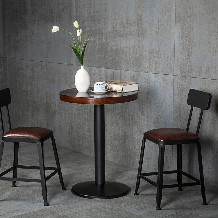 Industrial Metalen Barstool Faux Leather Backless Counter Stool Iorn 4 Legs