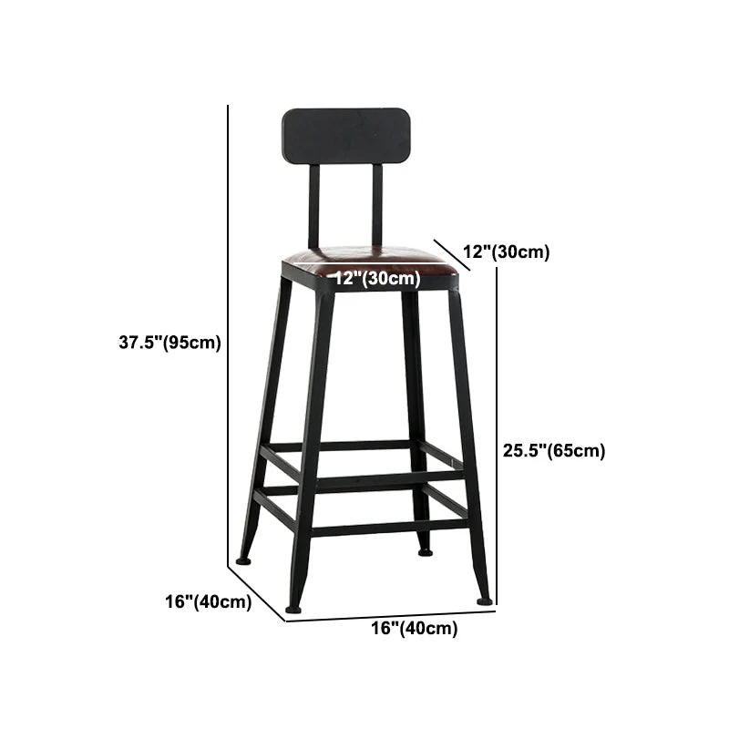Industrial Metalen Barstool Faux Leather Backless Counter Stool Iorn 4 Legs
