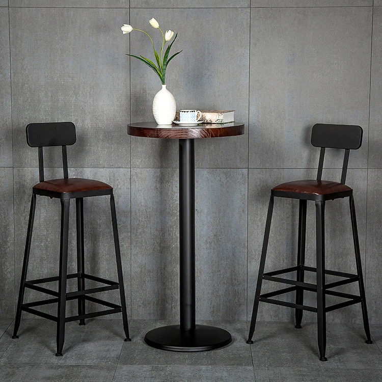 Industrial Metalen Barstool Faux Leather Backless Counter Stool Iorn 4 Legs