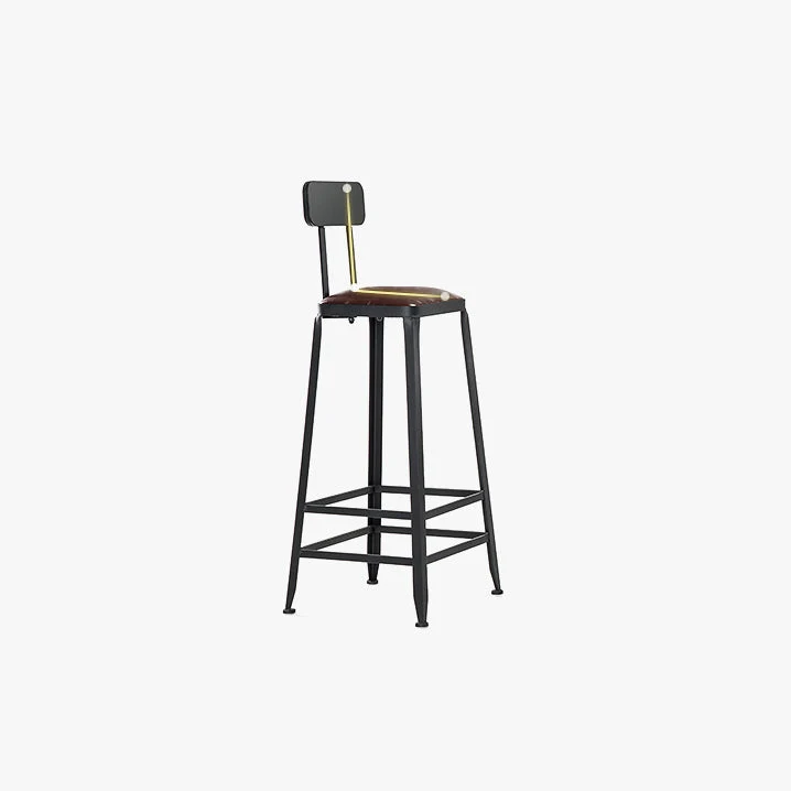 Industrial Metalen Barstool Faux Leather Backless Counter Stool Iorn 4 Legs