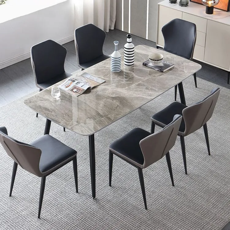 Industrial Sintered Stone Dining Table 4 Legs Metallic Base Rectangle Table Kitchen roestvrij A2/A4 47