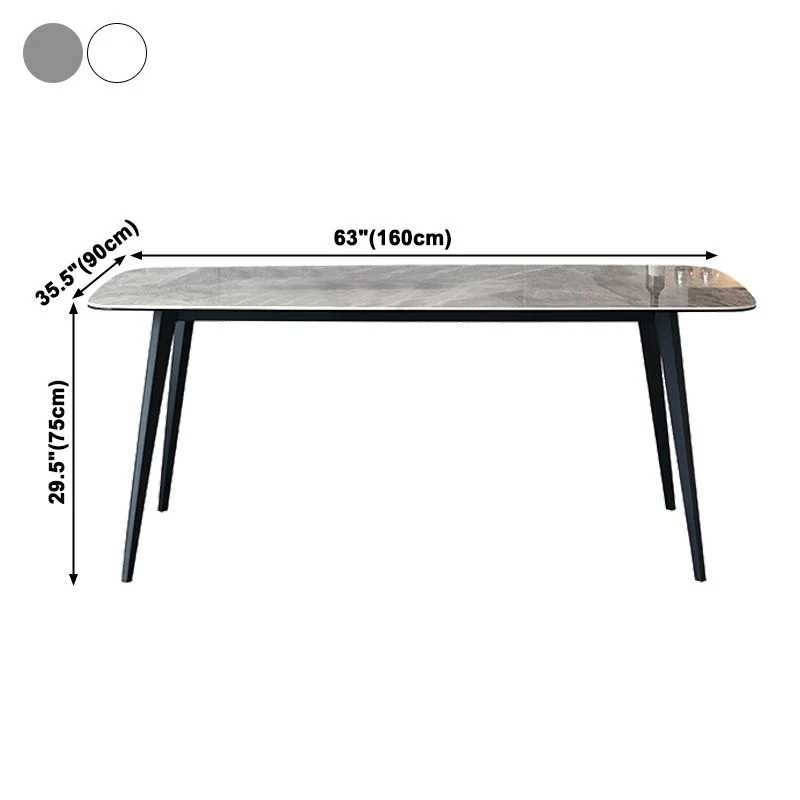 Industrial Sintered Stone Dining Table 4 Legs Metallic Base Rectangle Table Kitchen roestvrij A2/A4 47