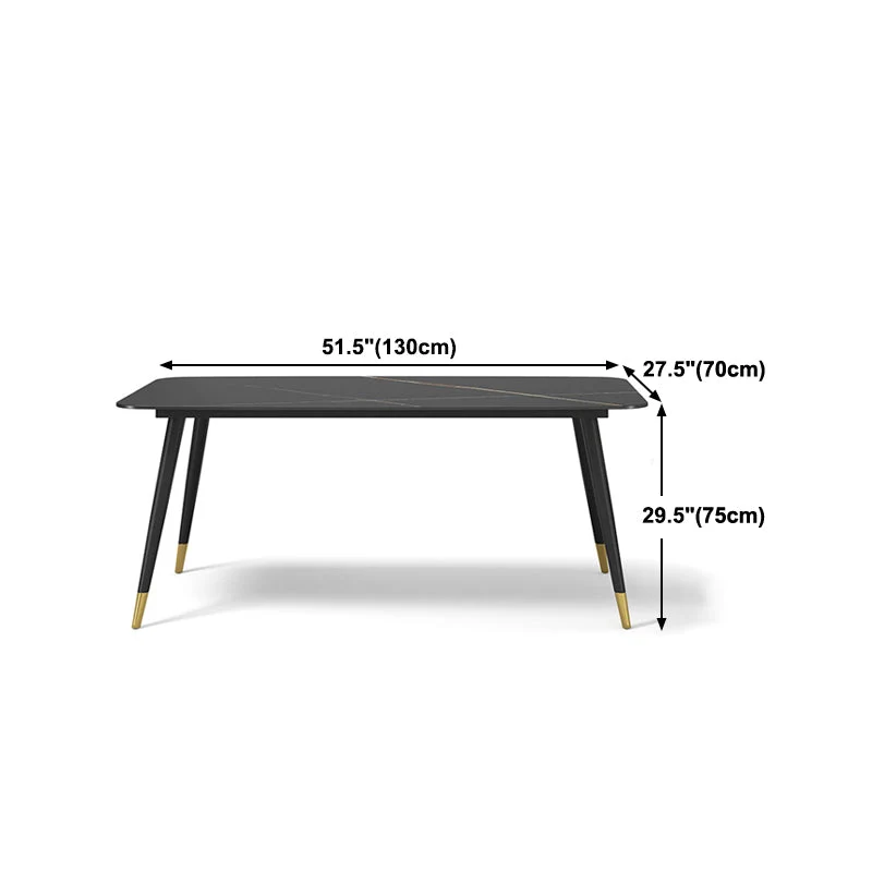Industrial Sintered Stone Table Restaurant Rectangle Zwart Kitchen Table 4 Legs 47