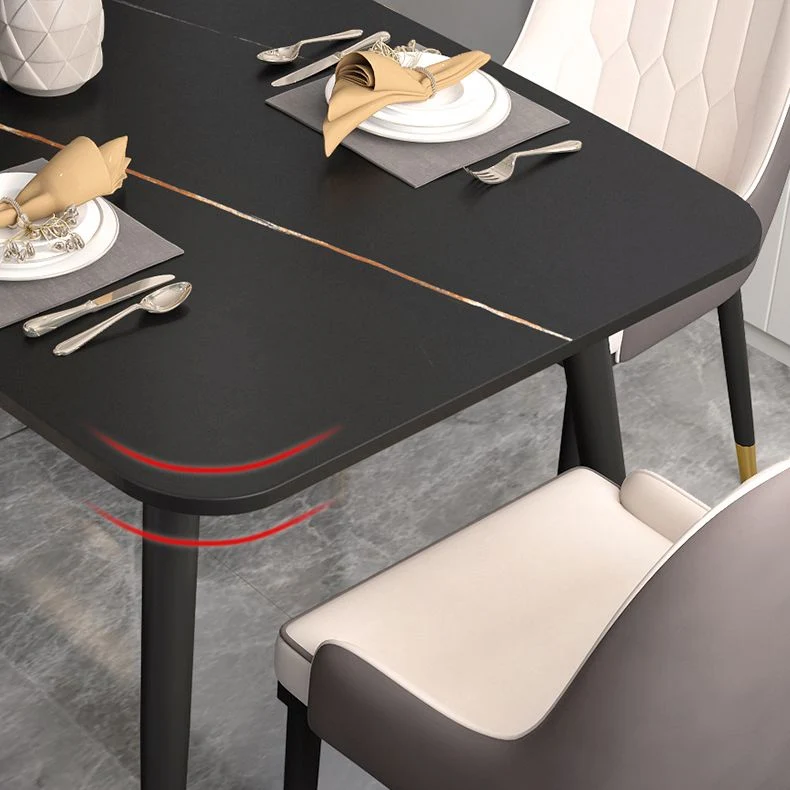 Industrial Sintered Stone Table Restaurant Rectangle Zwart Kitchen Table 4 Legs 47