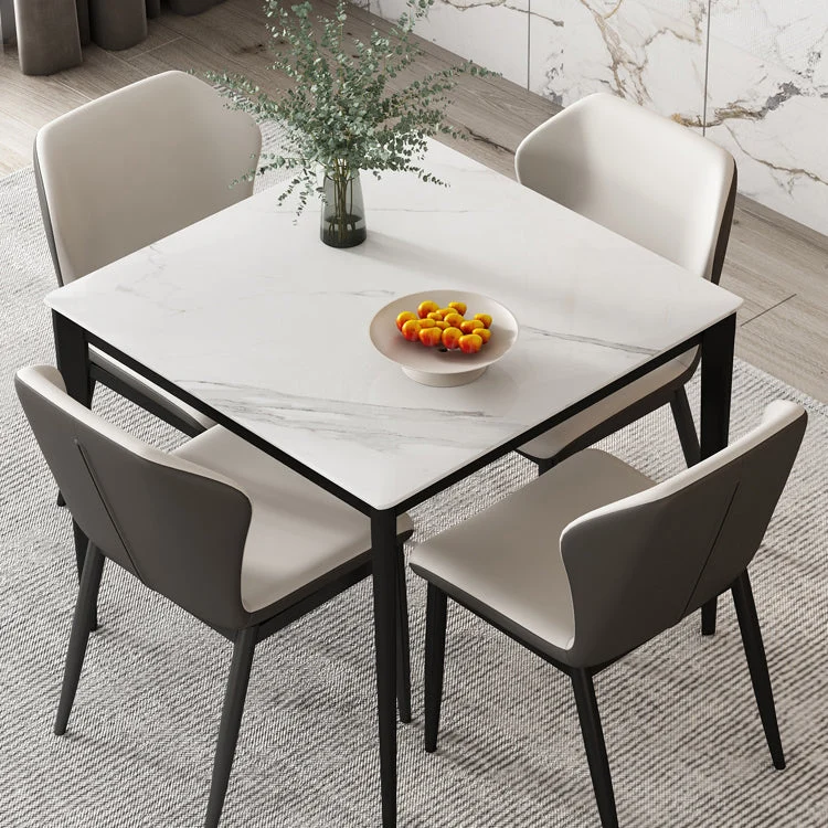 Industrieel Zwaar Belast Sintered Stone Dining Table Industrial Style 4 Legs Base Square Table Dining Room 23
