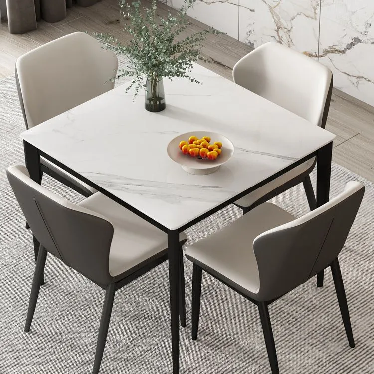 Industrieel Zwaar Belast Sintered Stone Dining Table Industrial Style 4 Legs Base Square Table Dining Room 23