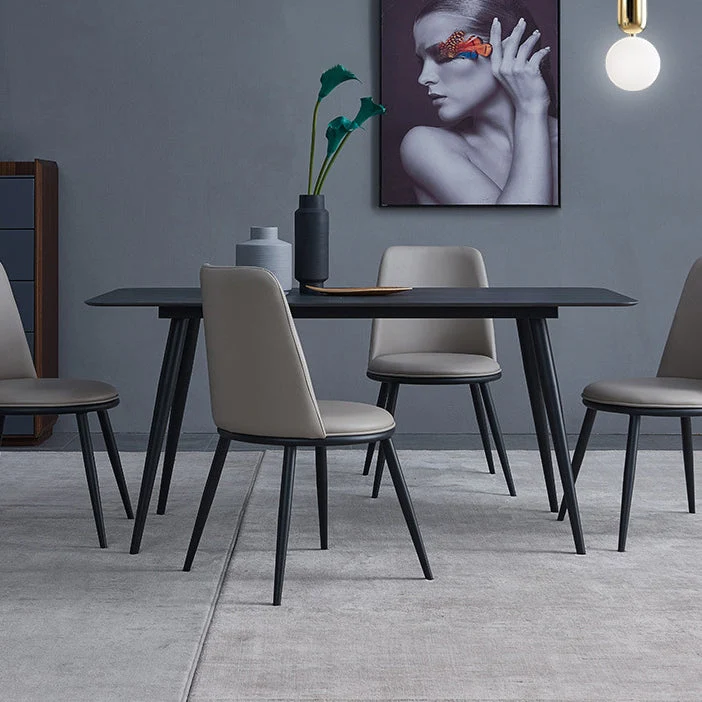 Metal Industrial Rectangle Dining Table Zwart Sintered Stone Table 4 Legs 51