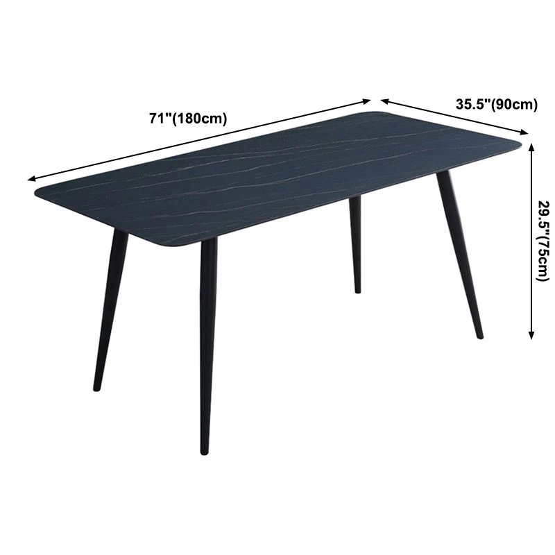 Metal Industrial Rectangle Dining Table Zwart Sintered Stone Table 4 Legs 51