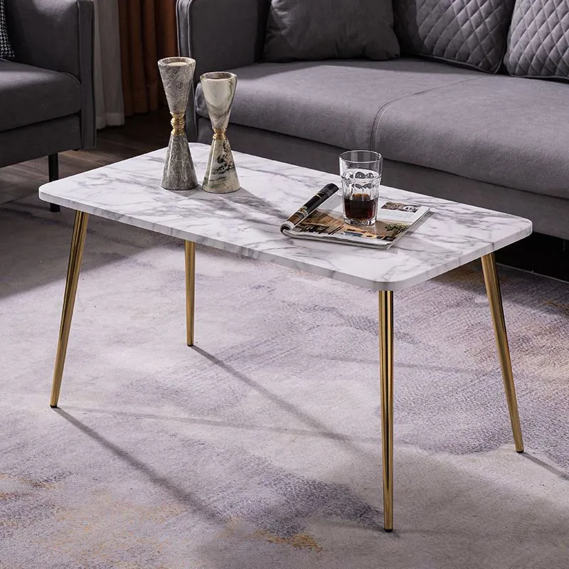 Modern Rectangle Van hout Top Coffee Table 4 Iron Legs 1 Piece met T-slot 37