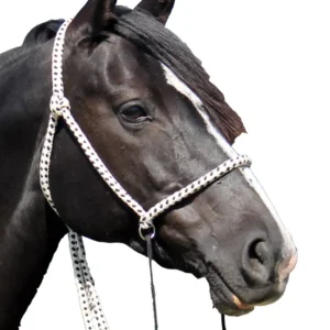 Nanouk Bitless Bridle (System 4) Katoen w/ Clip Reins Natural/Black C-F
