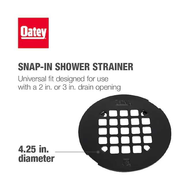 Oatey 4-1/4- Snap-Tite Round Effen Black Strainer | Hoge treksterkte | Weerbestendig
