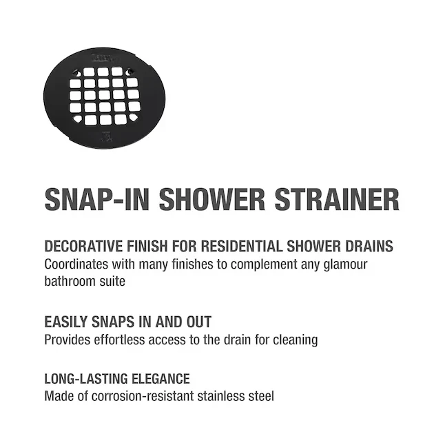 Oatey 4-1/4- Snap-Tite Round Effen Black Strainer | Hoge treksterkte | Weerbestendig