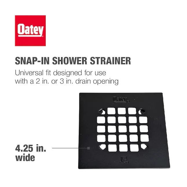 Oatey 4-1/4- Snap-Tite Square Doffe Black Strainer