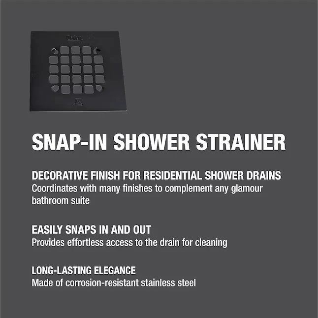 Oatey 4-1/4- Snap-Tite Square Doffe Black Strainer