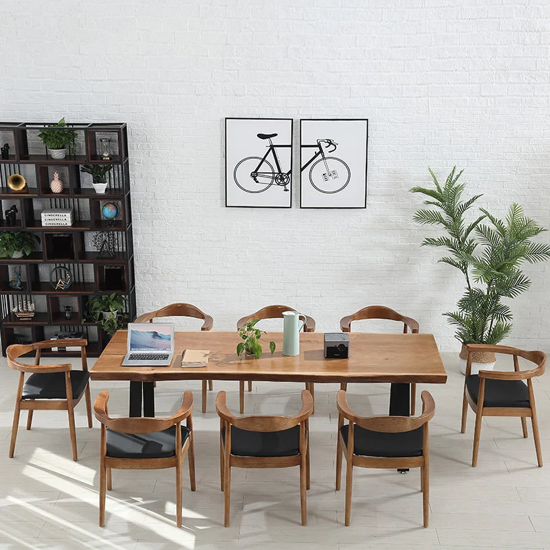 Rectangle Shape 4 Legs Industrial Dining Table Wood Color Fixed Table Effen Wood 47