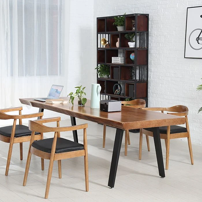 Rectangle Shape 4 Legs Industrial Dining Table Wood Color Fixed Table Effen Wood 47