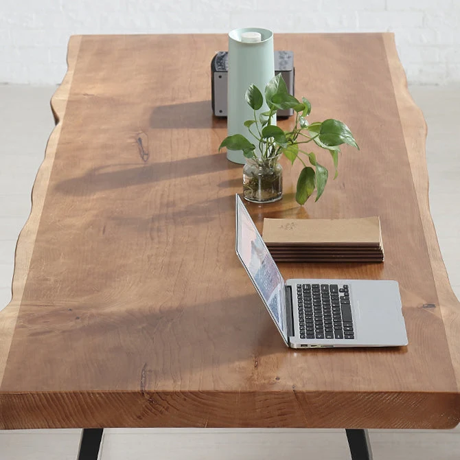 Rectangle Shape 4 Legs Industrial Dining Table Wood Color Fixed Table Effen Wood 47