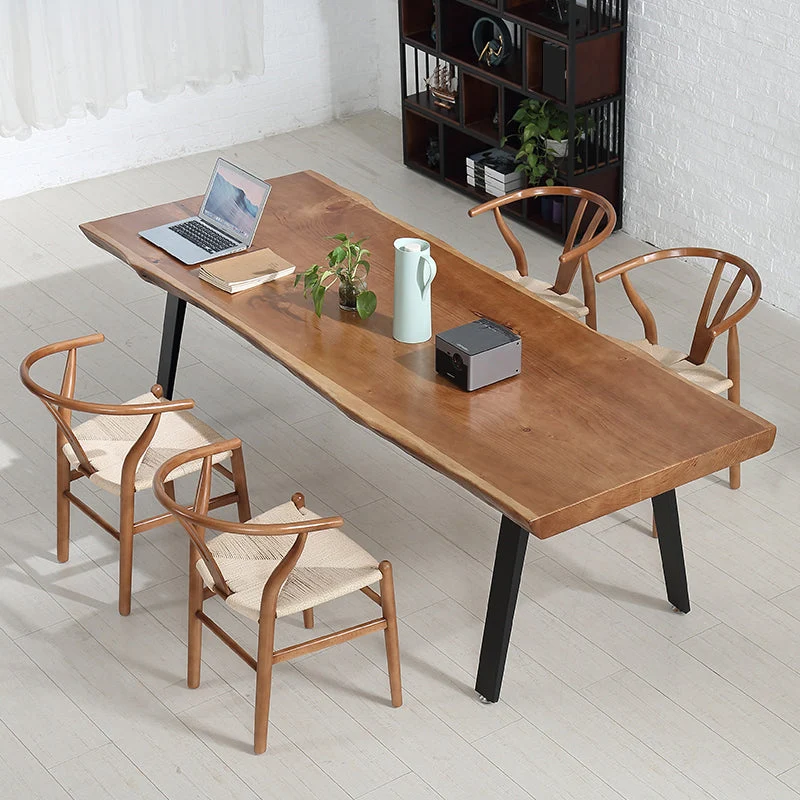 Rectangle Shape 4 Legs Industrial Dining Table Wood Color Fixed Table Effen Wood 47