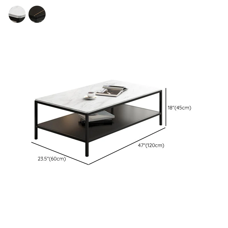 Rectangular Slate 4 Legs Coffee Cocktail Table Storage Shelf roestvrij A2/A4 47l
