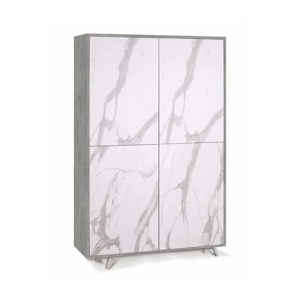 RVS bout Mobile wardrobe 4 push-pull doors and 4 shelves, cement structure finish / Calacatta marble front finish Sarmog