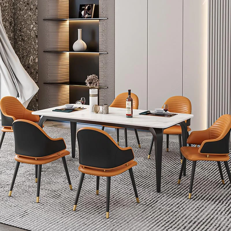 Titanium bout Ravenzwart Iron 4 Legs Dining Site Table Industrial Stone Top Rectangle Dining Table 47
