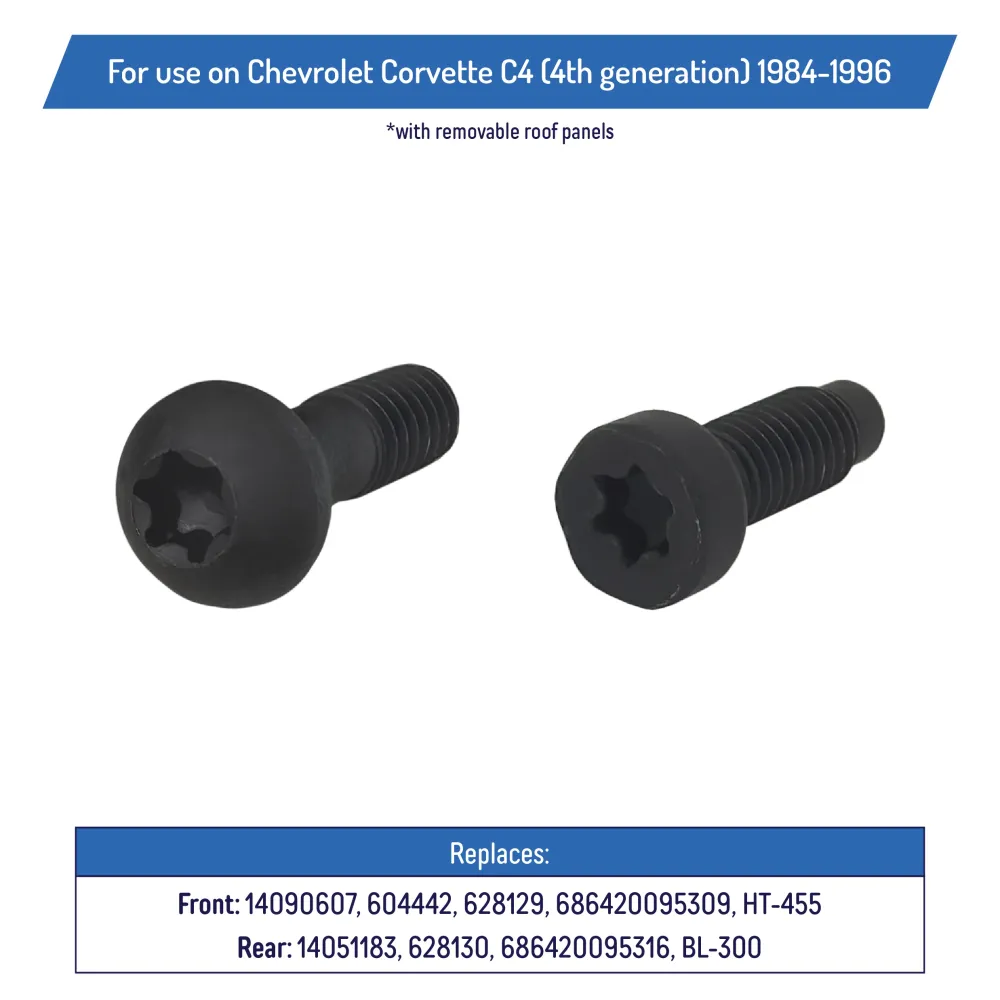 Verwijderbaar Roof Top Panel Hold Down Bolt Set Corvette C4 1984-1996 - 14051183, 14090607 met T-slot