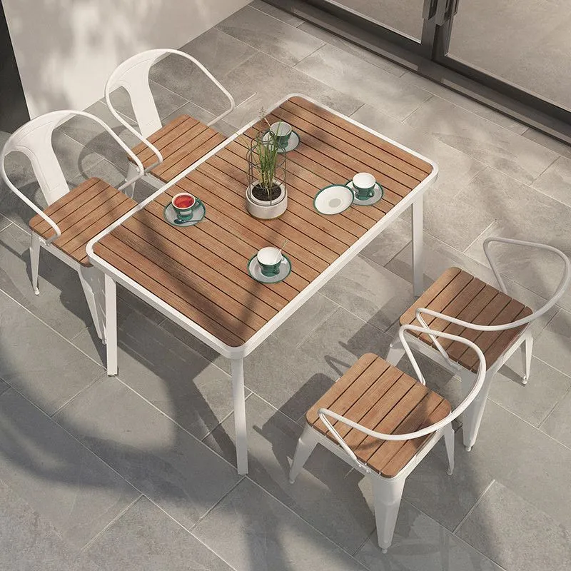 Verzinkte bout Industrial Solid Wood Dining Table Kitchen Table Nature Metaal 4 Legs 27