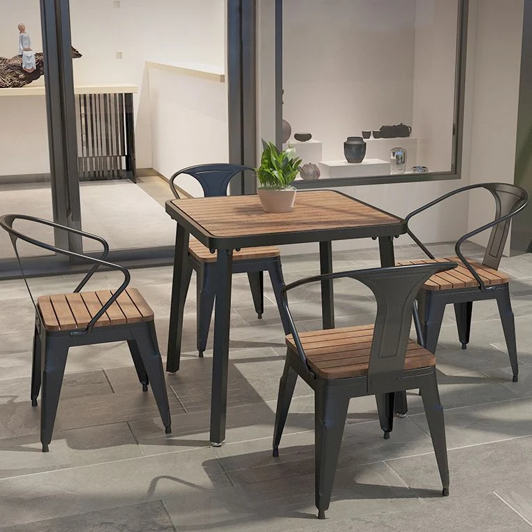 Verzinkte bout Industrial Solid Wood Dining Table Kitchen Table Nature Metaal 4 Legs 27