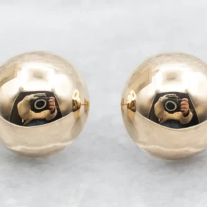 Yellow 14K Goud Button Stud Earrings