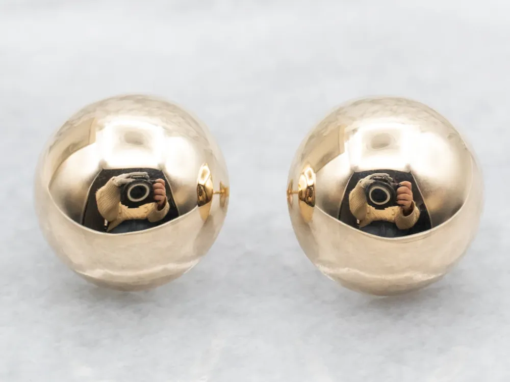 Yellow 14K Verguld Button Stud Earrings